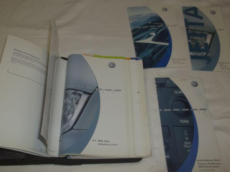 2002 vw jetta owner manual set & black vw 4 ringed premium binder case. free s/h