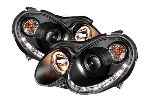 Spyder mbclk03drl black clear halo projector headlights head light w leds
