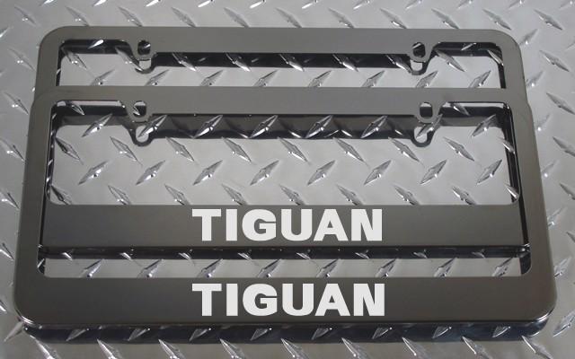2 brand new volkswagen tiguan gunmetal license plate frame + screw caps