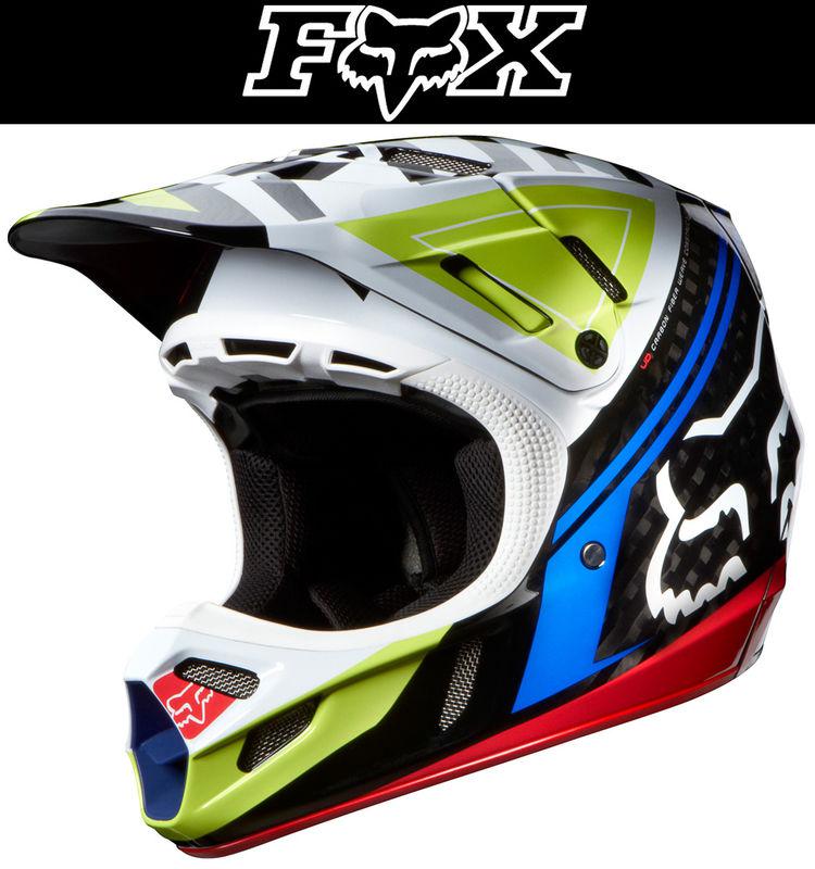 Fox racing v4 intake carbon black red dirt bike helmet motocross mx atv 2014