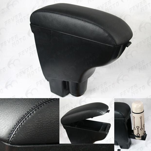 For 2002-2008 honda fit jazz black leatherette armrest center console storage