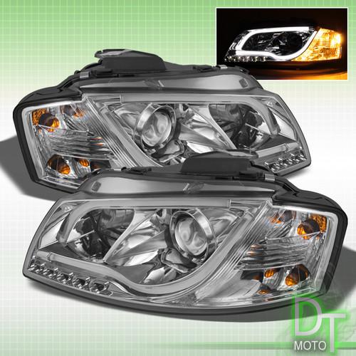 06-08 audi a3 drl "rs5 led style" projector daytime running chrome headlights