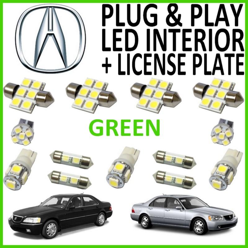 13x green led lights interior package kit for 1999-2004 acura rl ar3g