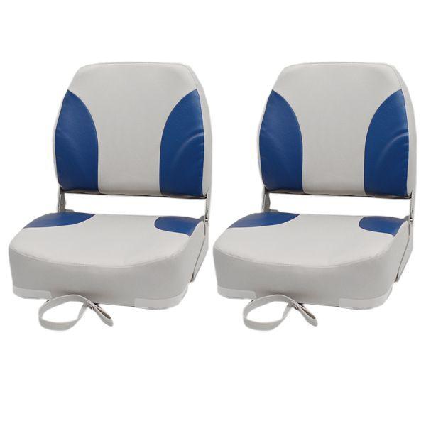 Classic gray/blue deluxe boat folding fishing seating seats (pair)