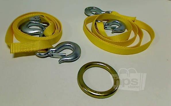 Lot of 2 junkin safety yellow 1" straps with hooks 2500lbs load capacity 92"