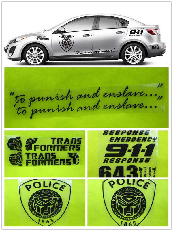 Transformers police 911 logo badge decal car original sets stickers autobots