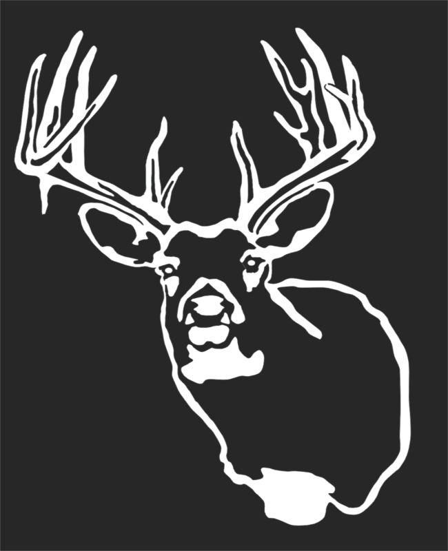 Big whitetail buck deer mount drop tine vinyl decal sticker hunting horns