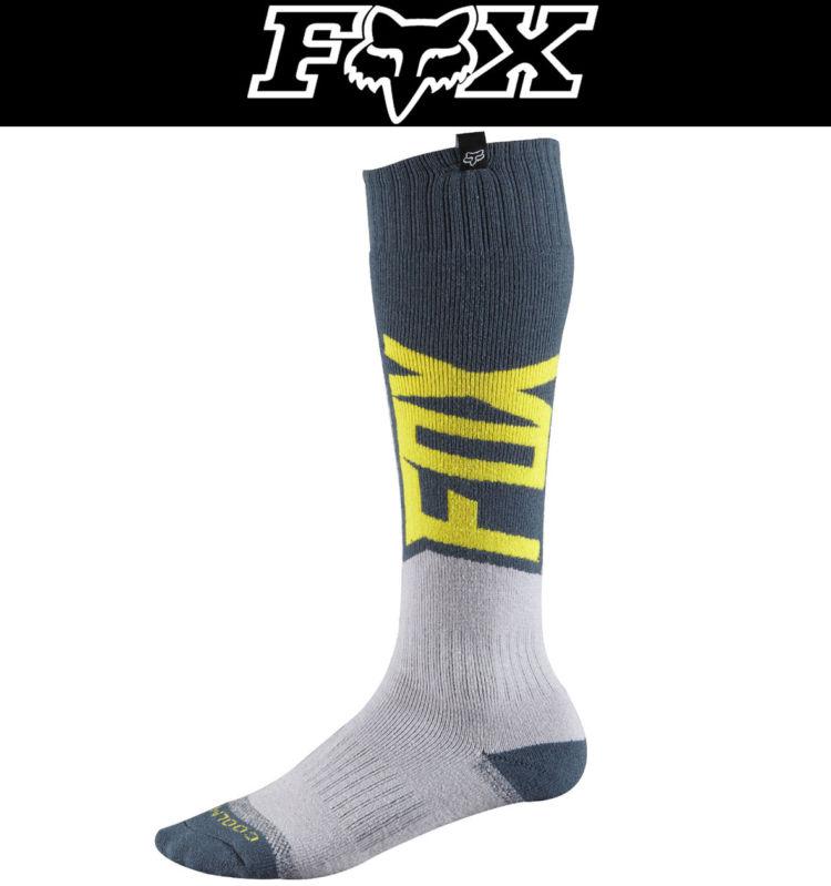 Fox racing fri youth socks grey yellow shoe sizes 11-7 dirt atv mx 2014
