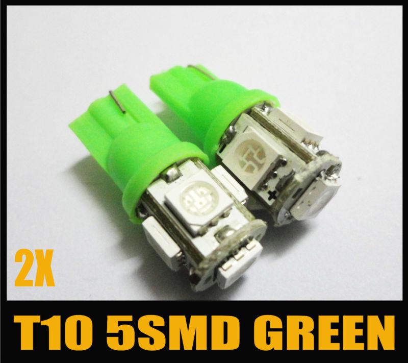 2x green t10 5-smd led door light courtesy lamp 161 916 159 168 192 w5w #hf11