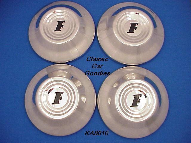 1951 ford "f" hub caps (4) polished stainless steel