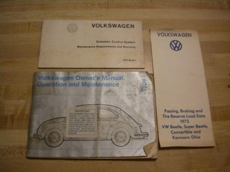 Original 1973 vw volkswagen beetle owners manual & paperwork type 1