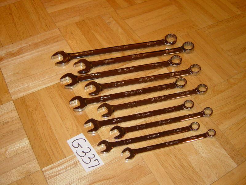 Snap on tools 10 piece metric combination wrench set 9 new 1 used