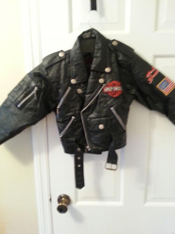 Harley davidson motorcycle biker coat  faux leather kid child sz 6
