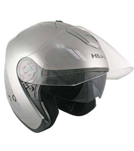Hawk open face dual visor helmet silver s m l xl 2xl