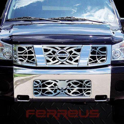 Nissan titan 04-07 tribal polished stainless grill insert trim cover