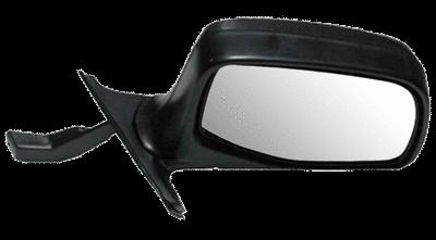 Black/chrome manual paddle-type side view door mirror assembly passenger right