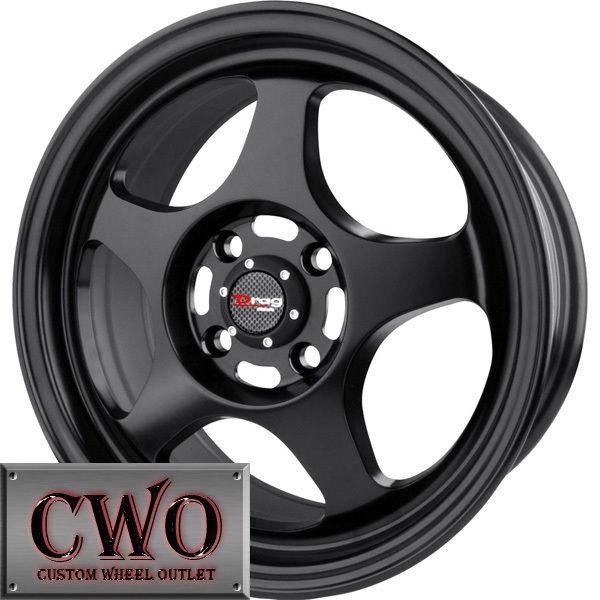 17 black drag dr-23 wheels rims 4x100 4 lug civic mini miata cobalt xb integra