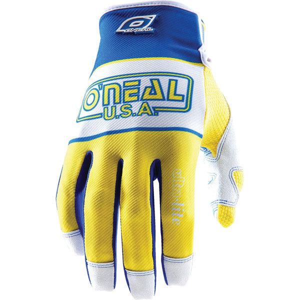 Blue/yellow 12 o'neal racing jump ultra-lite '83 limited edition gloves