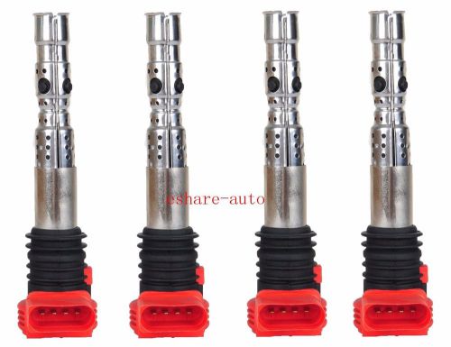 Set of 4 new red ignition coils 06c905115l fit for audi a4 1.8t turbo 2001-2005