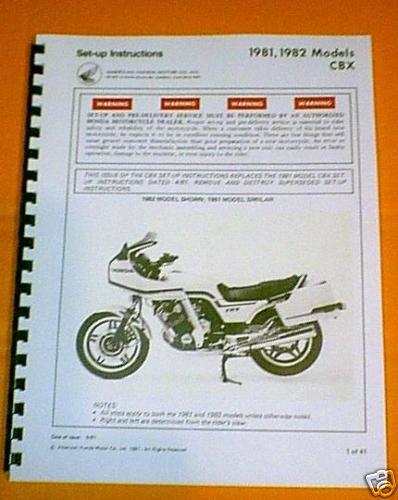 Honda 1981-82  cbx  set up & assembly manual rare look!