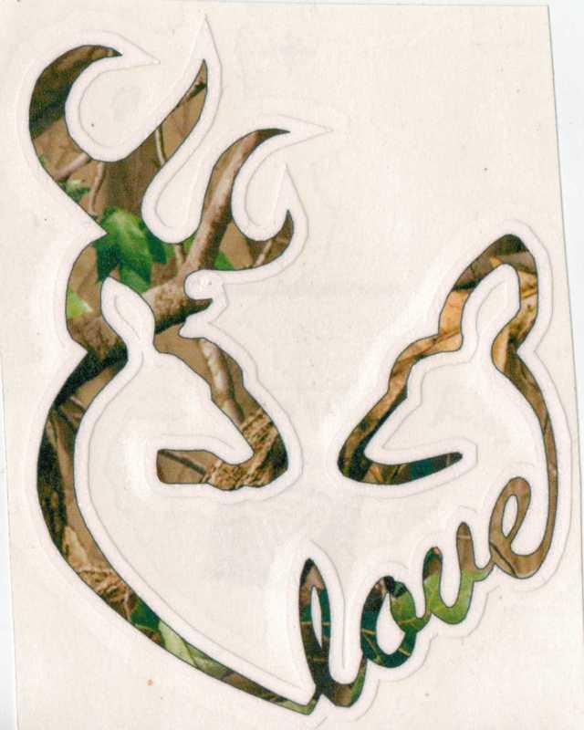~new item ~ deer heart love camo with white outline vinyl decal / sticker 