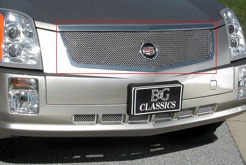 2004-2009 cadillac srx classic fine mesh 2pc grille - mirror stainless/chrome