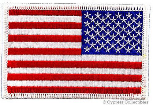 American flag iron-on biker patch usa embroidered us patriotic white border left