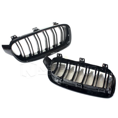 Pair of front gloss black grille grilles l&amp;r for 12-15 bmw f30 f35 2012-2015 new