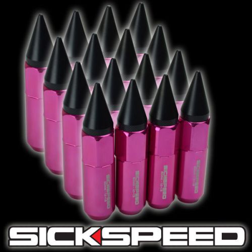 16 pink/black spiked 60mm aluminum extended tuner lug nuts wheel/rims 1/2x20 l30