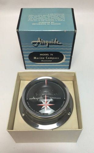 Vintage airguide model 76 dash marine compass illuminated small boats dashboard
