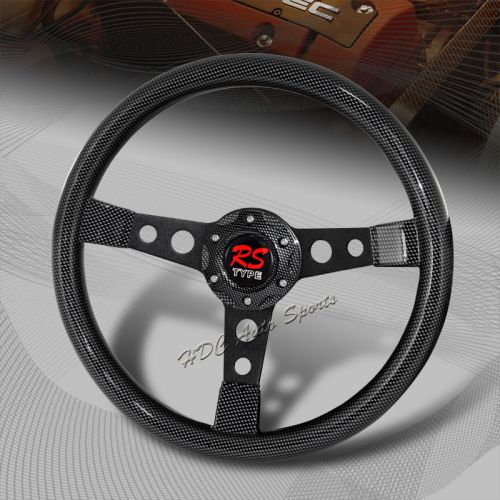 350mm 6-hole carbon fiber style wood metal spoke steering wheel universal 4