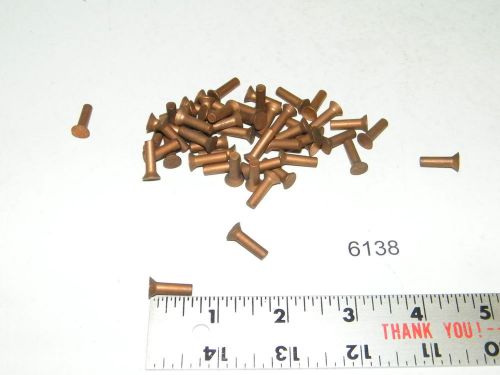 50 vintage countersunk solid copper brake clutch rivets 5/8 tall x 11/64 shank