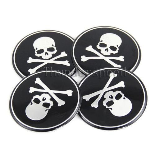 New 4 car wheel center caps hub sticker emblem badge decals 60mm aluminium skull