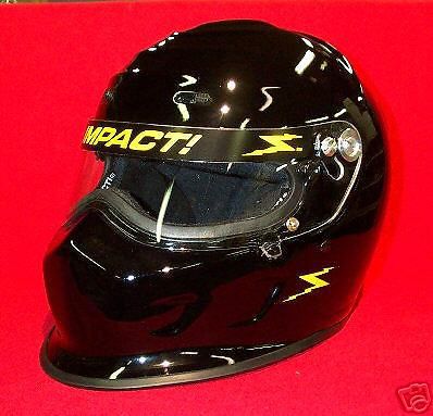 Impact champ gloss black racing helmet sa2015 imca your choice of s,m,l,xl