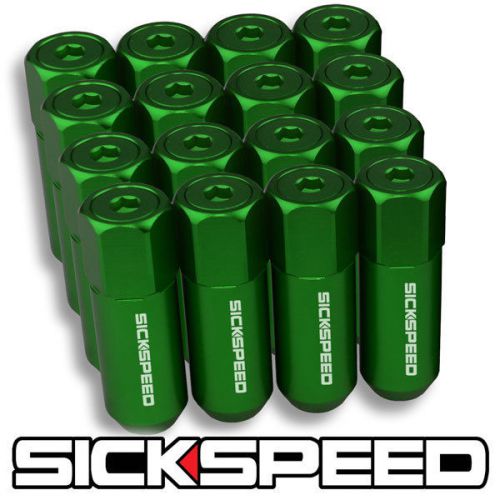 16 green capped aluminum 60mm extended tuner lug nuts for wheels 1/2x20 l30