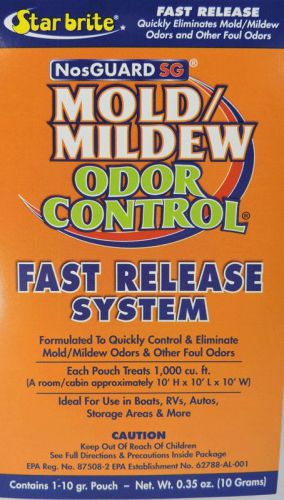 Mold/mildew odor control- fast release 89970, 10 gm. nosguard sg removes odors
