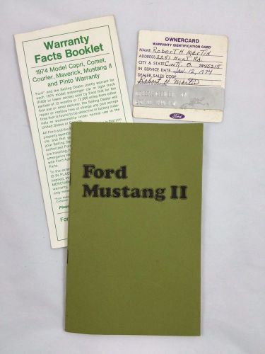 1974 ford mustang ii original owner&#039;s manual + warranty + owner card