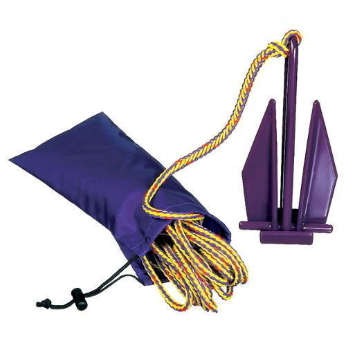 Vinyl dipped fluke anchor system for pwcs and small boats - 25 ft long rope