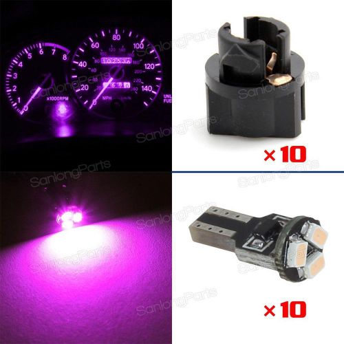 10x t5 74 smd 3020 car purple led twist socket instrument panel dash light bulb