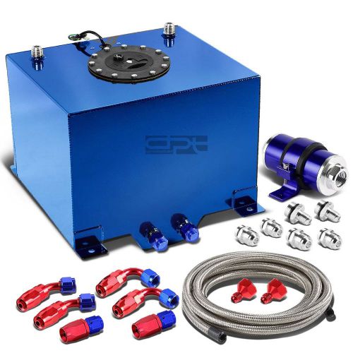 8 gallon aluminum fuel cell tank+cap+oil feed line+30 micron inline filter blue