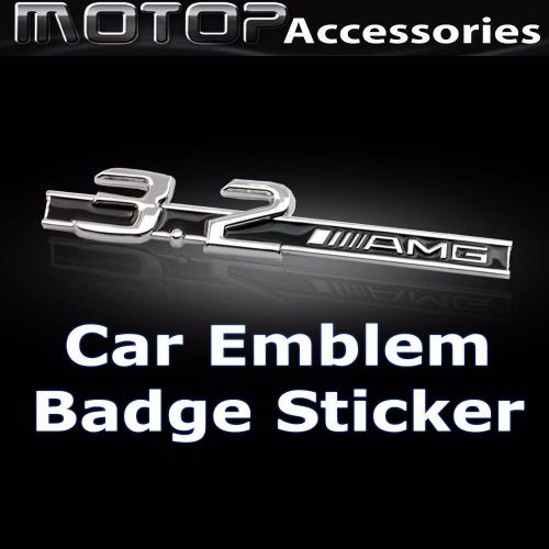 3d metal 3.2 amg logo racing front badge emblem sticker decal self adhesive