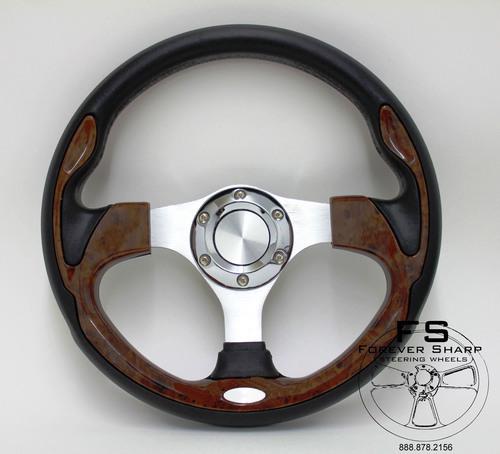 Classic ii steering wheel (6 holes x 2 3/4" inch bolt pattern) ~black / burlwood