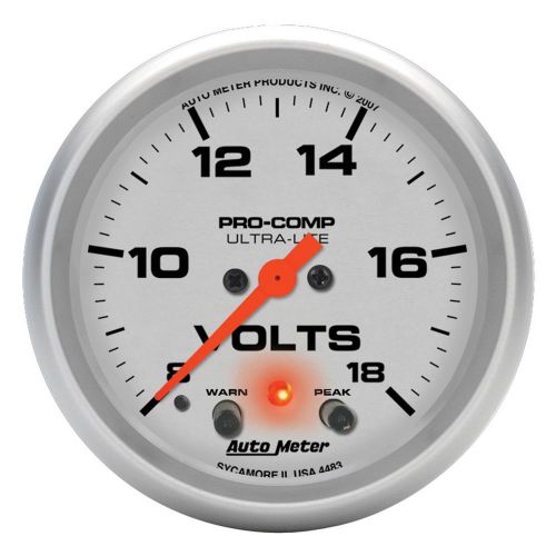 Auto meter 4483 ultra-lite electric voltmeter gauge 2 5/8&#034; 8 - 18 volts