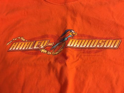 Harley davidson t-shirt, orange, long sleeve, from el paso tx, size l