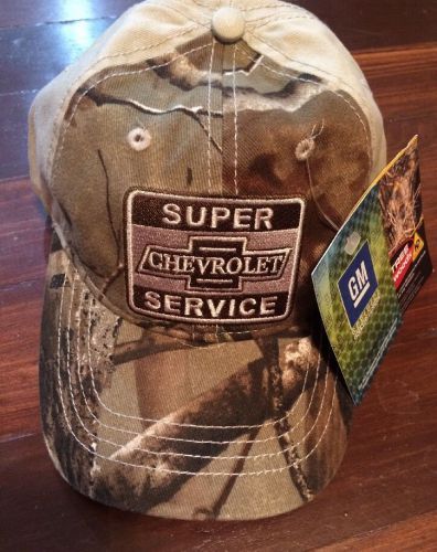 Chevrolet super service gm tan &amp; realtree bowtie logo baseball cap  hat