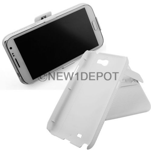 White slide phone case cover w/ holster stand clip fits samsung n7100 note ii nd