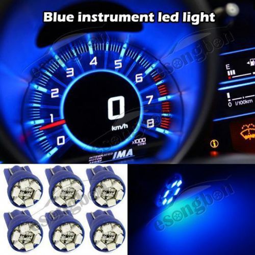 6x blue t10 gauge cluster instrumental speedometer wedge dash led light bulb