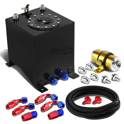 2.5 gallon aluminum fuel cell tank+cap+oil feed line+30 micron filter kit gold