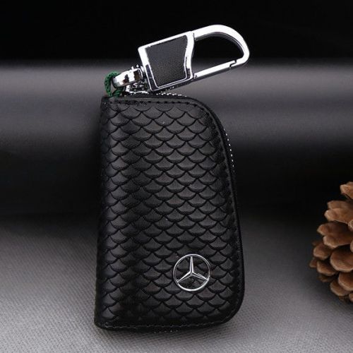 Leather car key holder cover case key chain protector shell for mercedes-benz