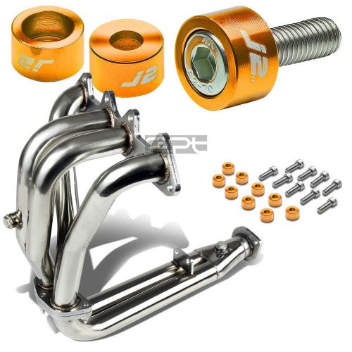 J2 for 94-97 accord 2.2 exhaust manifold race header+gold washer cup bolts